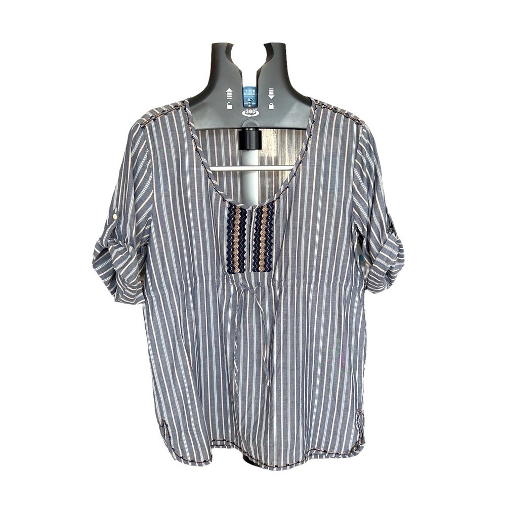 Eddie Bauer Women’s Cotton Drawstring Oversized Lightweight Peasant Blouse Sz S